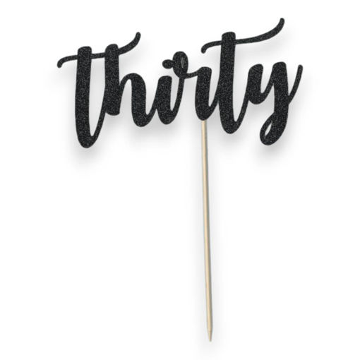 Picture of THIRTY CAKE TOPPER BLACK GLITTER